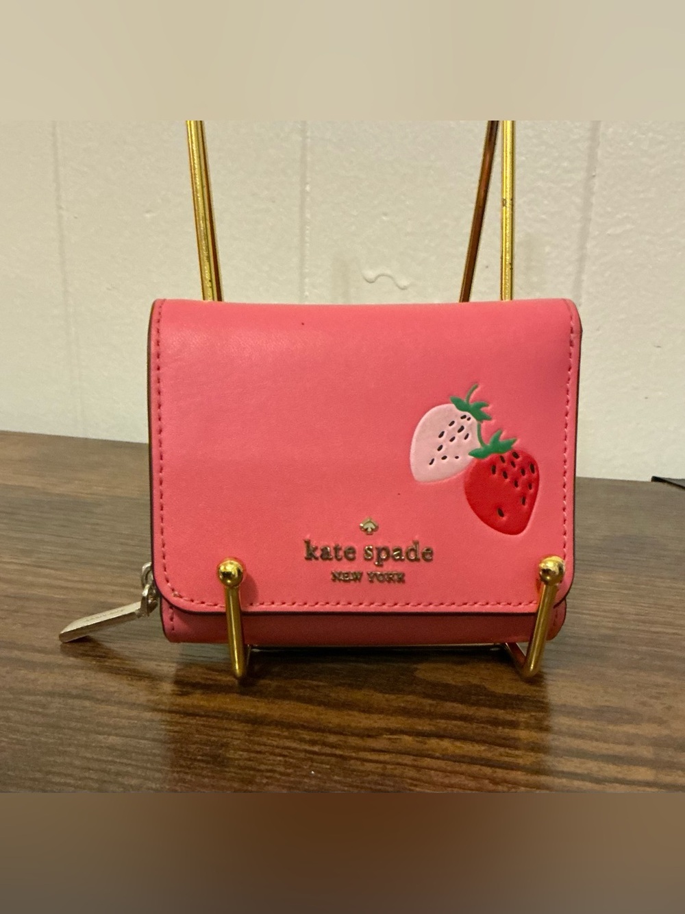 Kate Spade New York Picnic In The Park small trifold continental pink wallet